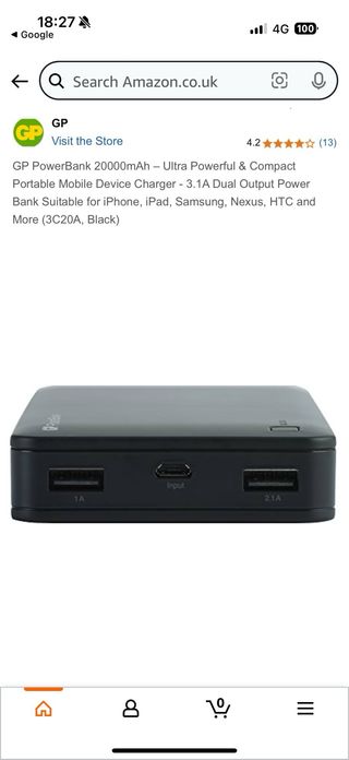 GP Power Bank and USB to USB C cable