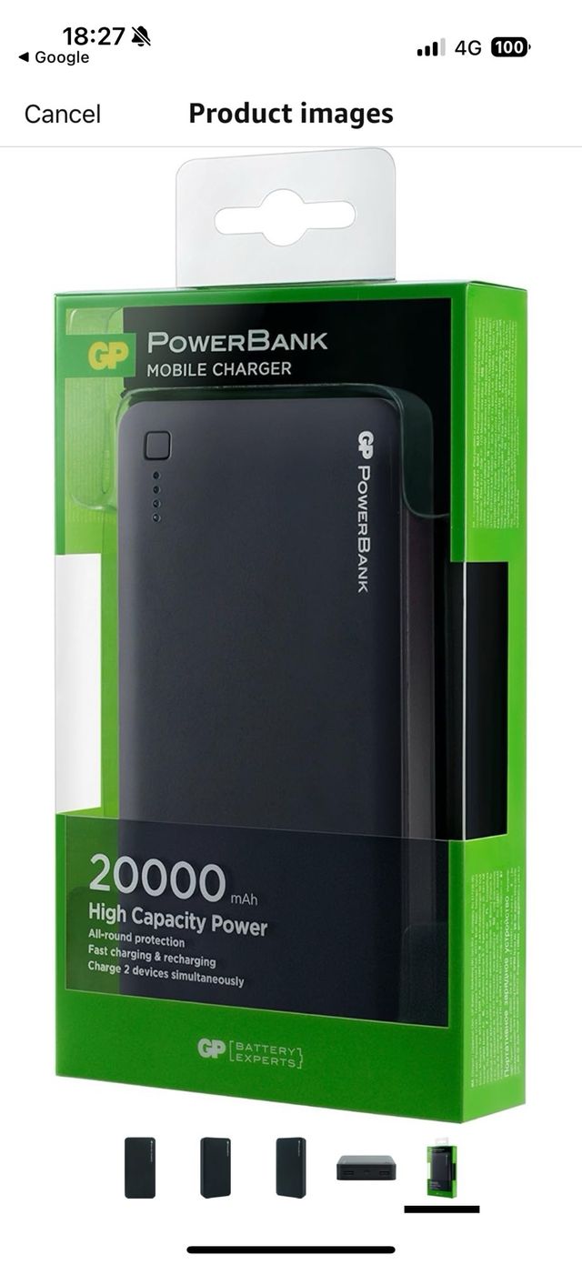 GP Power Bank and USB to USB C cable