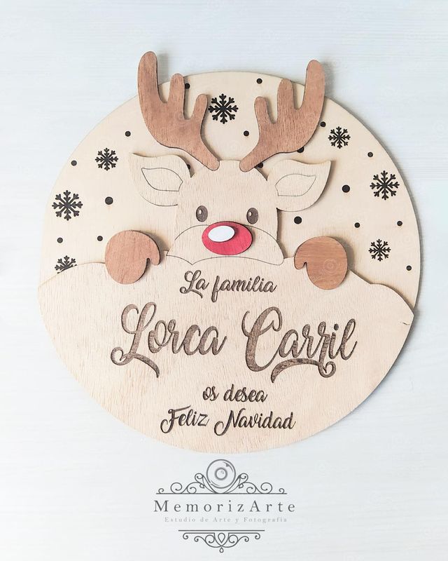 Navidad: Cártel de madera modelo "reno"
