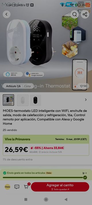 Termostato enchufe wifi