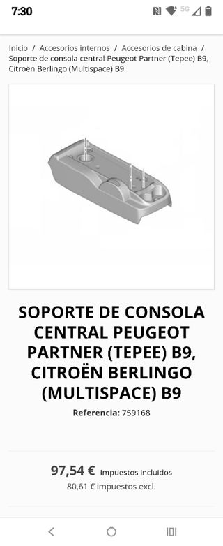 Consola central peugeot partner 2012 al 2016