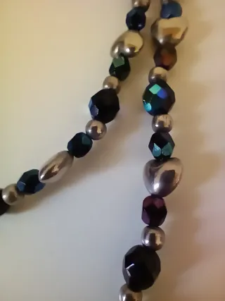 Collar vintage abalorios cristal y metal