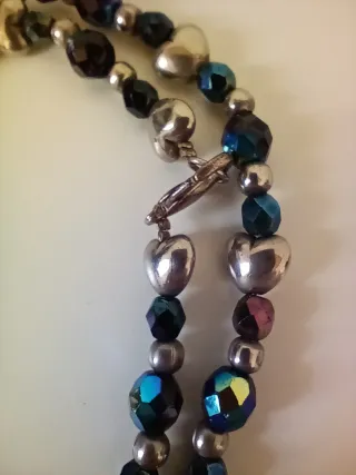 Collar vintage abalorios cristal y metal