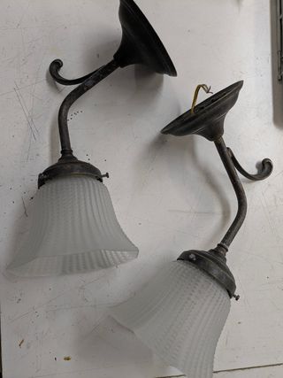 COPPIA APPLIQUE ANTICHE OTTONE BRUNITO