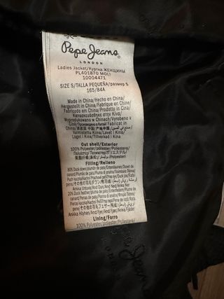 Abrigo plumas pepe jeans talla S plumón