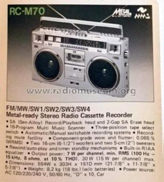 JVC MMS RC-M70LB Radio cassette recorder