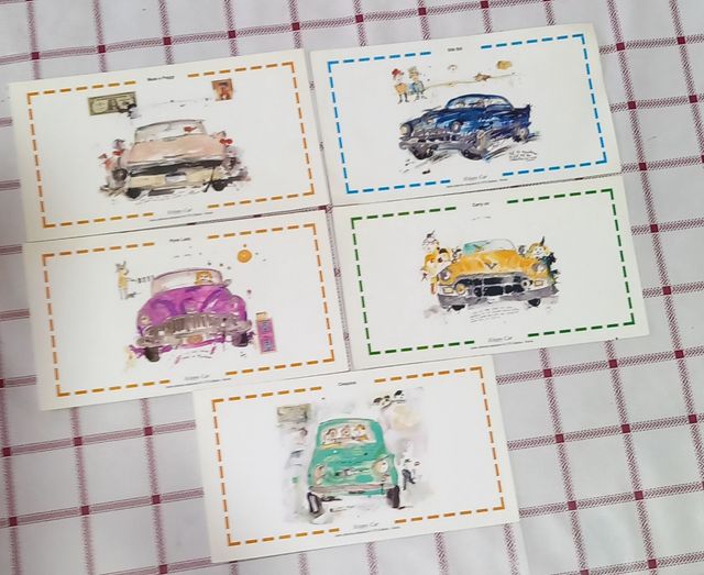 Cartoline vintage collezione happy car