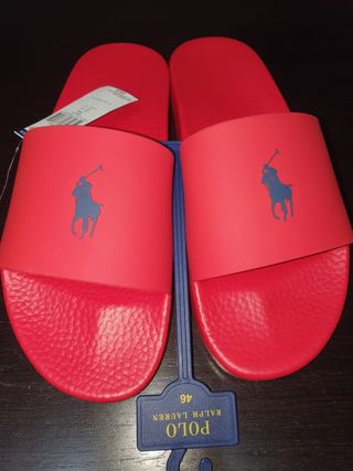 CHANCLAS POLO RALPH LAUREN ROJAS.TALLA 46.NUEVAS.