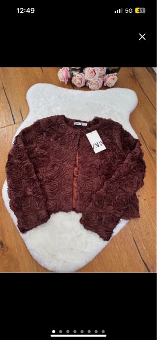 CHAQUETA FLORES BURGUNDY ZARA