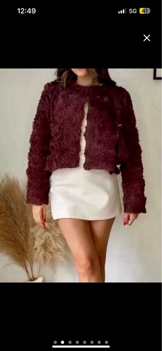 CHAQUETA FLORES BURGUNDY ZARA