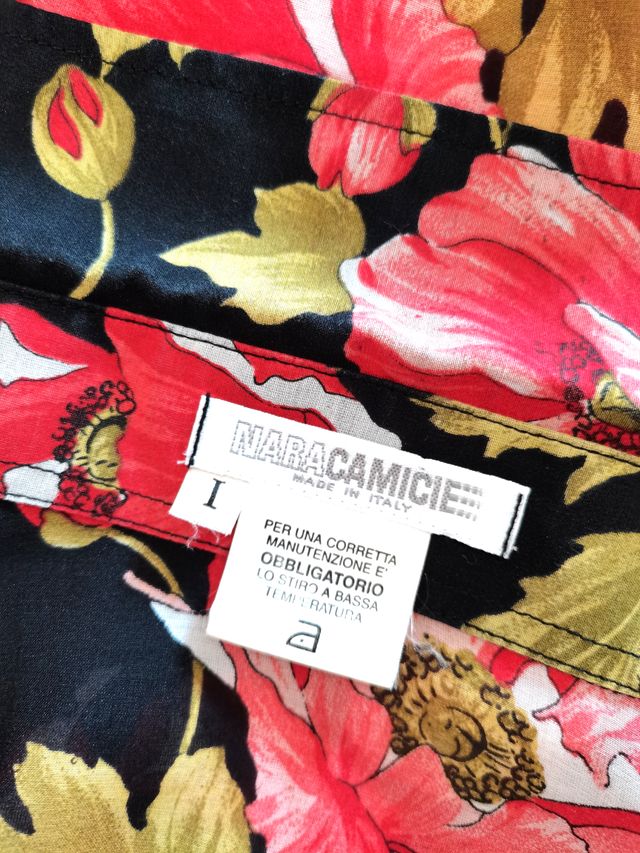 Camicia con papaveri, seta e cotone