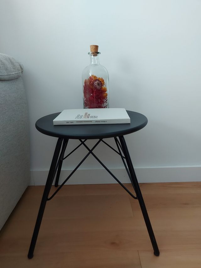 Mesa auxiliar industrial acero y madera