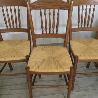 Set 4 sedie in legno con seduta impagliata usate