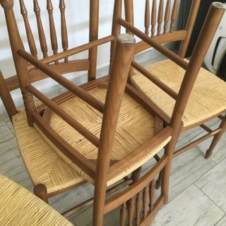 Set 4 sedie in legno con seduta impagliata usate