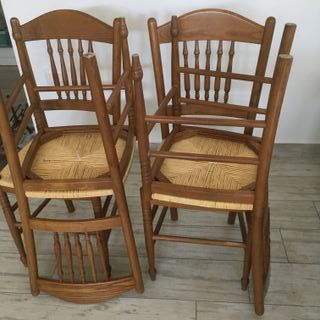 Set 4 sedie in legno con seduta impagliata usate
