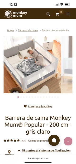 barrera seguridad de cama bebé 200CM