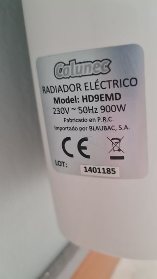 Radiador eléctrico 900W