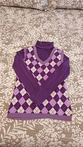 Suéter y chaleco inglés morado