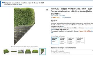 Cesped Artificial premium 38 mm 3,2x2,8 M