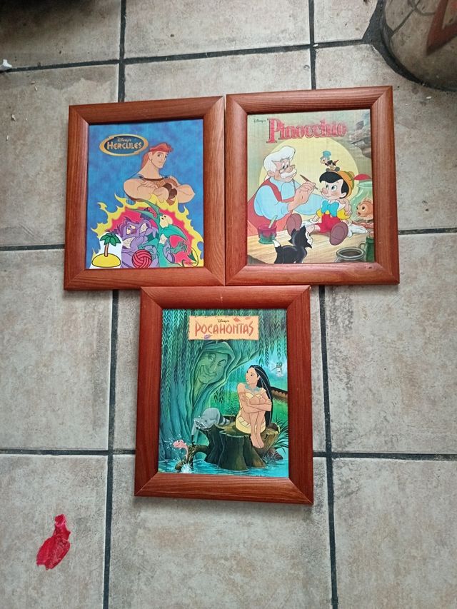 Conjunto de três pinturas da Disney