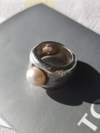 Anillo Plata Primera Ley Duna con Perla 
