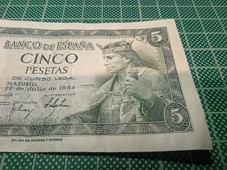 Billete de 5 pesetas de 1954