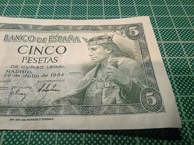 Billete de 5 pesetas de 1954