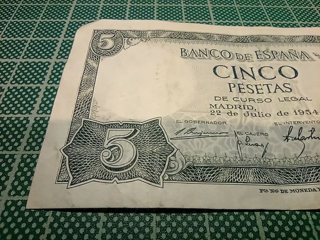 Billete de 5 pesetas de 1954