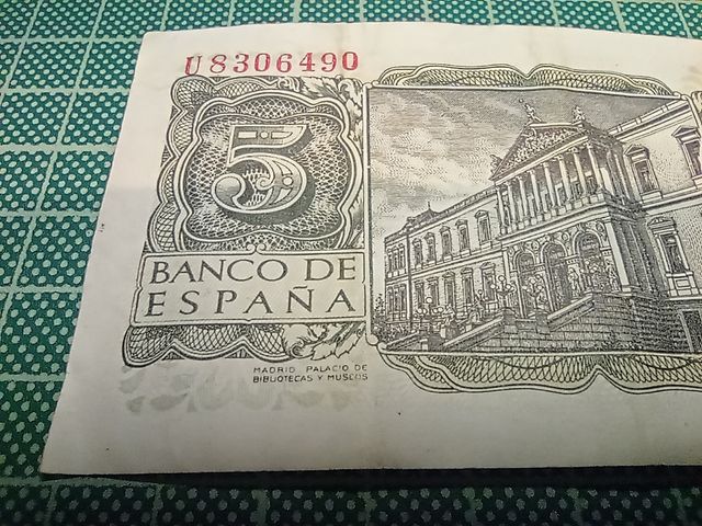 Billete de 5 pesetas de 1954