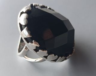 Anillo Plata Primera Ley 925, Ónix Oval 