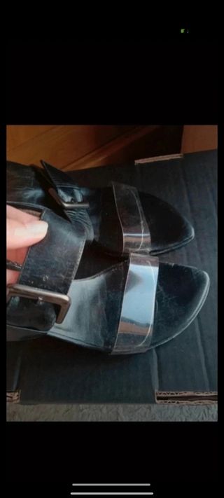 Sandalias negras tacón 