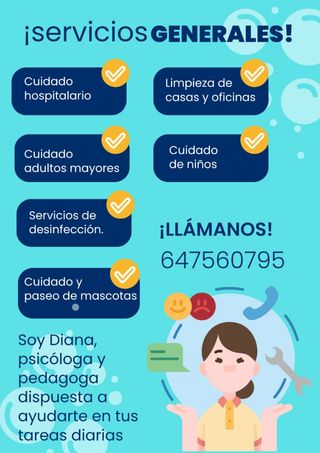 Limpieza, cuidado de niños y adultos 