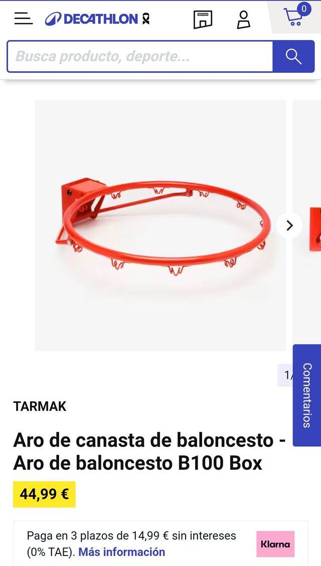 Aro baloncesto y red, sin estrenar