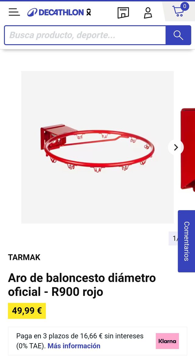 Aro baloncesto y red, sin estrenar