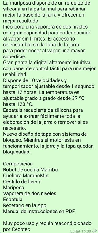 Robot cocina Cecotec MamboTouch 2 jarras