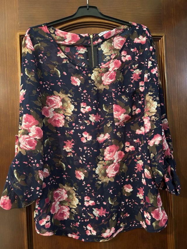 Lote dos camisas mujer flores manga larga talla m