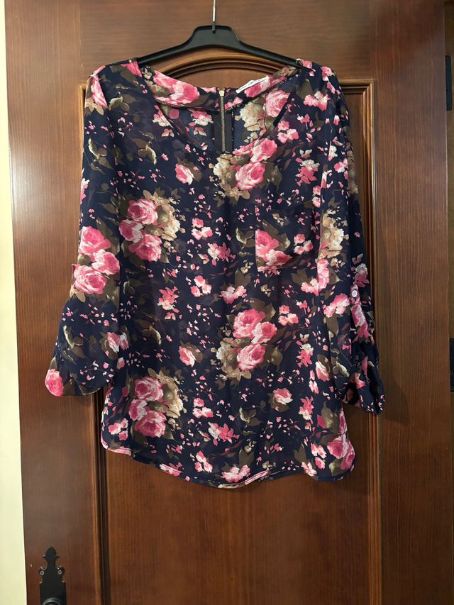 Lote dos camisas mujer flores manga larga talla m