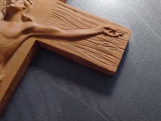 Grande crocefisso in terracotta vintage
