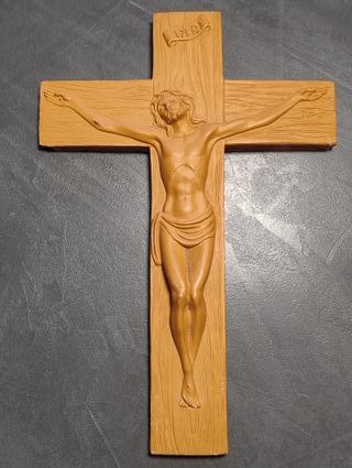 Grande crocefisso in terracotta vintage