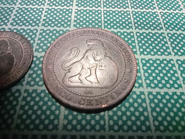 Monedas de dos y cinco céntimos de 1870