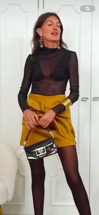 Falda satinada lazo zara
