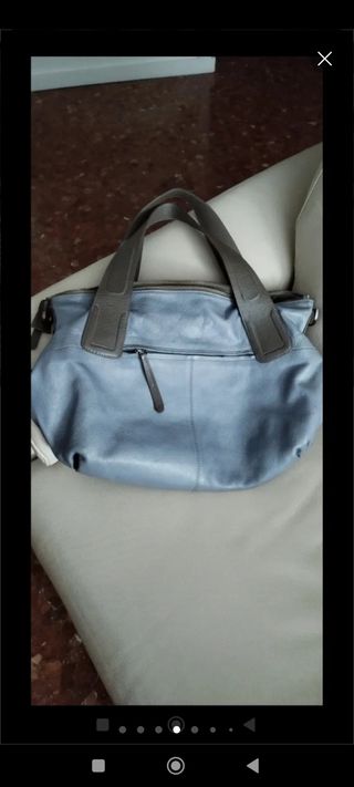 Bolso en piel, gris y topo 