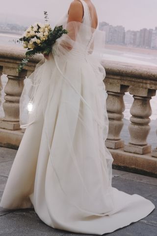 VESTIDO NOVIA ROSA CLARA talla 38 ZAPATOS Y TUL