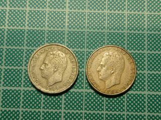 Monedas de 100 pesetas de 1986 y 1989