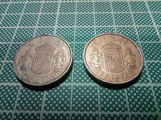 Monedas de 100 pesetas de 1986 y 1989