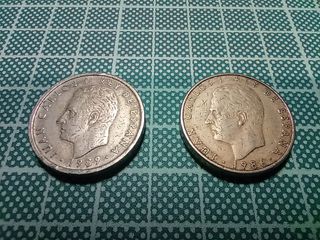 Monedas de 100 pesetas de 1986 y 1989