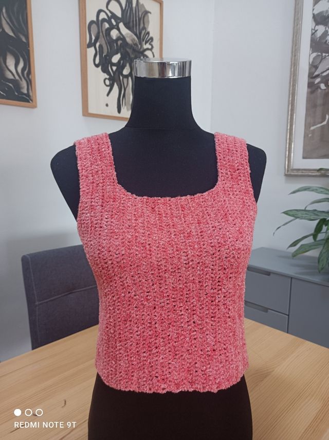 Top rosa coral handmade