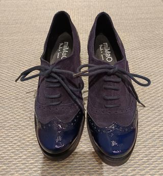 Zapato tacón cordones azul Mimao T-35