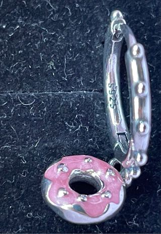Pendientes plata aro con donuts rosa