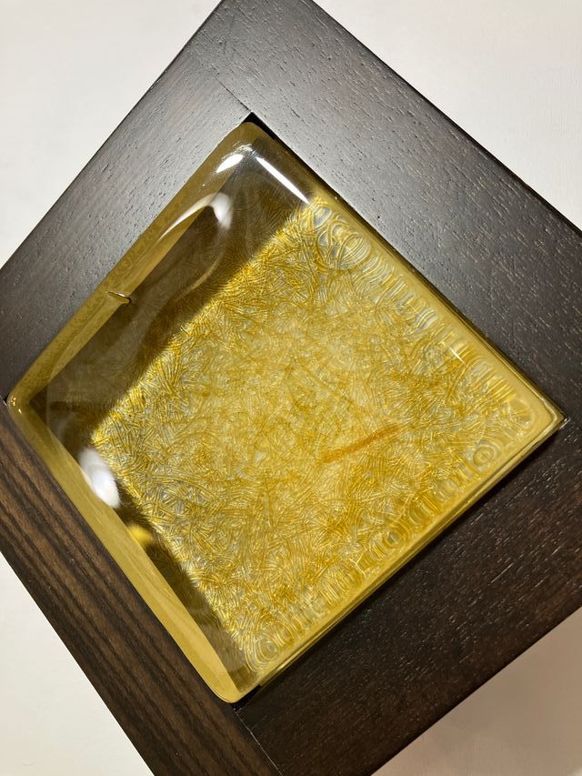 Lampada parete quadrata legno wenge' e vetro